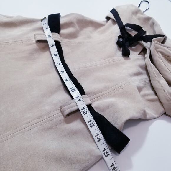 RARE Alexis 100% Genuine Leather Suede Belted Halter Dress with Side pockets - Picture 8 of 16